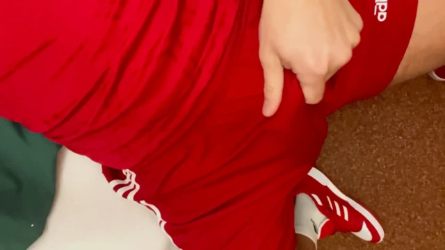 Soccer boy teasing and jerking. Bi guy Levi
