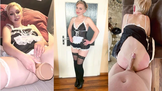 Kocası hizmetçi kıyafeti içinde ateşli evli kadınla sikişiyor