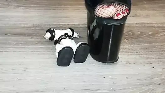 Lady L ultra  high heels crush gik robot.