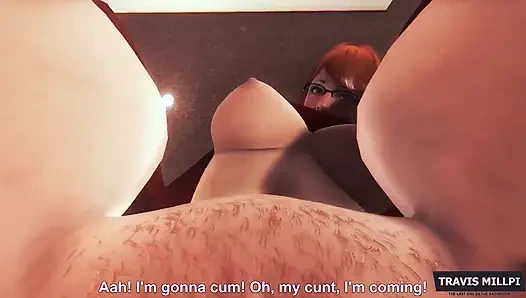 Kızıl saçlı üvey kız kardeş ve esmer üvey anne ile üçlü seks