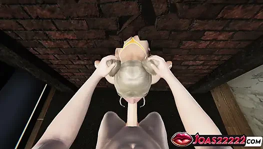 3 boyutlu hentai: azgın ofis risa iki elle elle muamele, özensiz sakso ve zafer deliği gırtlağına kadar boşalma