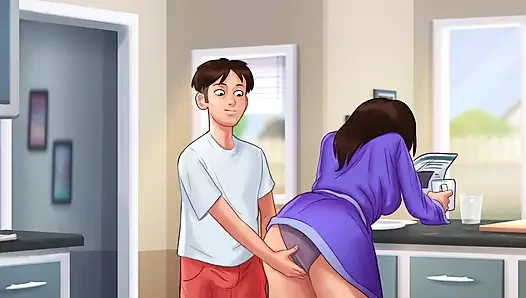 Üvey anneyi mutfakta ve evlerin farklı kısmında sikiyor