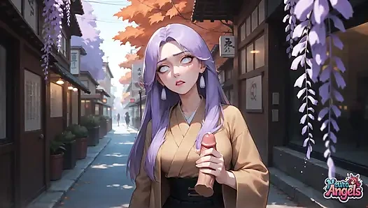 Сенсация фиолетовых волос: токийская переулка капает сперма