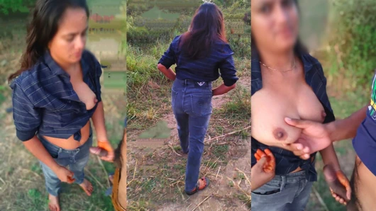 Hintli üniversiteli kız açık havada erkek arkadaşıyla sevişiyor