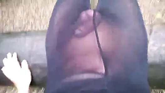 Külotlu çorap açık havada egzersiz.