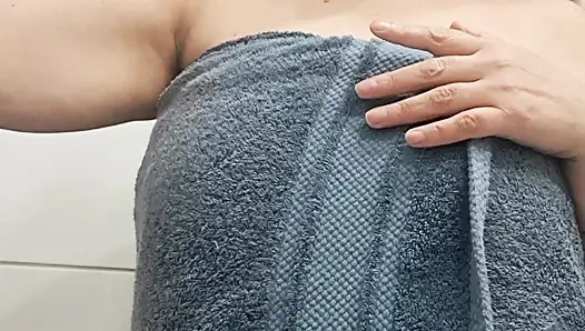 My husband's adult son in the bathroom, performing oral and anal sex, and he discreetly came in my mouth