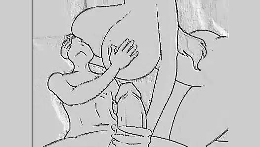 Olgun anne ve ona oğlan boşalmak içinde ona ağız animasyon