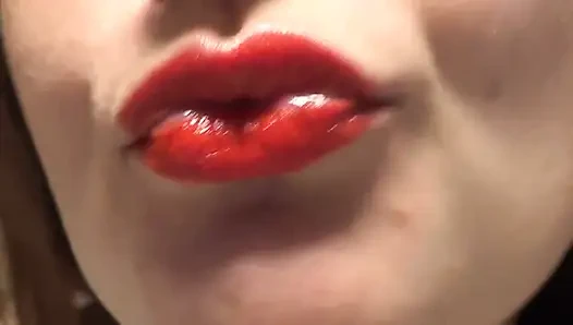 French kissing with me! Red lipstick fetish!