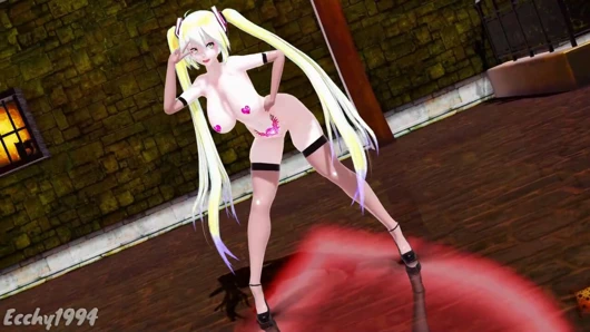 Mmd r-18 bass knight thicc miku çıplak versiyon - ecchy1994 - sarışın saç rengi düzenleme smixix