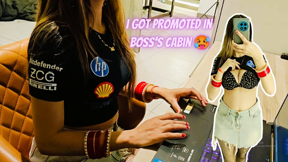 Boss and Secretary. I Got Promotion After Just I Came From My Marriage in My Boss's Cabin.