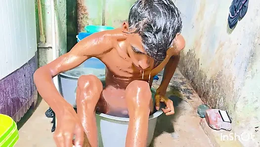 Indian boy masterbation in bathroom with alone in water part 1