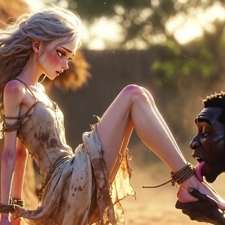 Kölelikte Beyaz Kadın - Afrikalı Adam Tutkulu Ayak Yalama