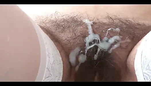 I Allow My Stepson to Cum in My Hairy Pussy for the First Time and Fill It with Milk