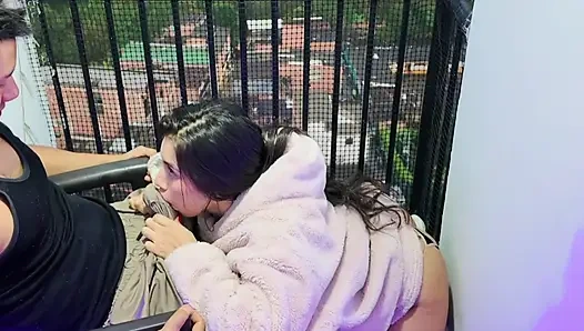 Hardcore sex on the balcony while neighbors watch us