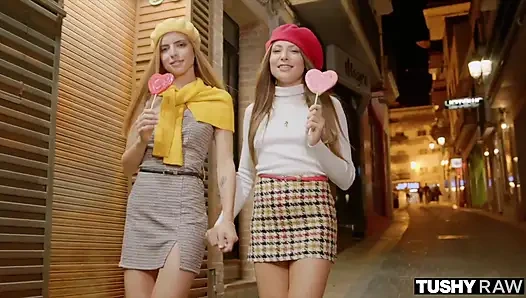 Tushyraw Euro tatlı kızlar sıkı göt deliklerini genişletiyor