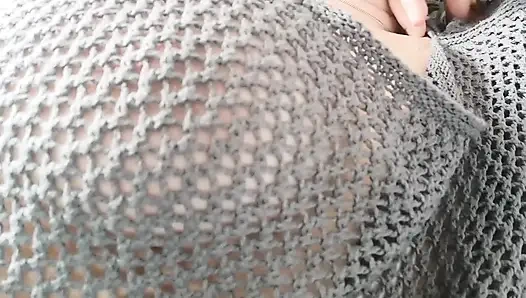 Nipple orgasm in fishnets