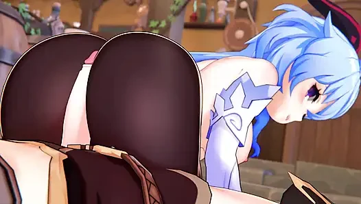 Genshin impact - ganyu ve aether tutkulu seks sahnesi - 3 boyutlu hentai animasyon