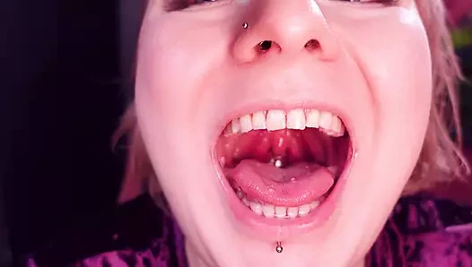 Food Fetish: Mukbang. Eating Popping Candy in Nitrile Medical Nurse Gloves. Teeth Mouth Fetish.