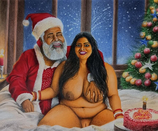 Desi Huge Boobs Bhabi Secretly Fucking with Naughty Santa on the Christmas Eve