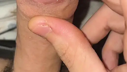 20-year-old masturbates with lots of pre-cum