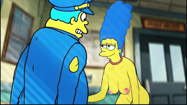 Polis seks hikayesi. Evli ev hanımı kocası için şerifle sikişiyor. Bir Cartoon Parody. Animasyon. Çizgi roman. Parody Simpson