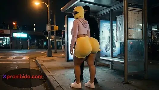 Big Ass Girlfriend Dancing Provocatively at Bus Stop