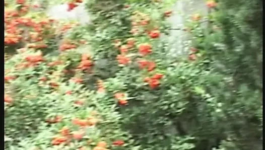 Sarışın bebek ıslak grupta sırılsıklam açık havada dölleniyor