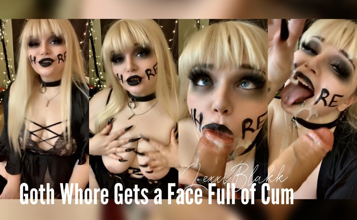 Goth fahişe cum (önizleme) dolu bir yüz alır