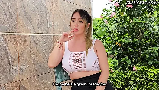 Büyük memeli sarışın öğrenci Tatiana Alvarez fitness eğitmeni Brian Evansx'ı sikiyor