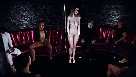 Seksi Asyalı kız striptiz kulübünde çıplak dans ediyor