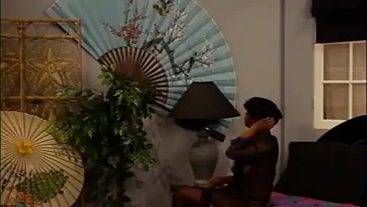 Siyah ve Asyalı lezbiyenler yatak odasında aşk
