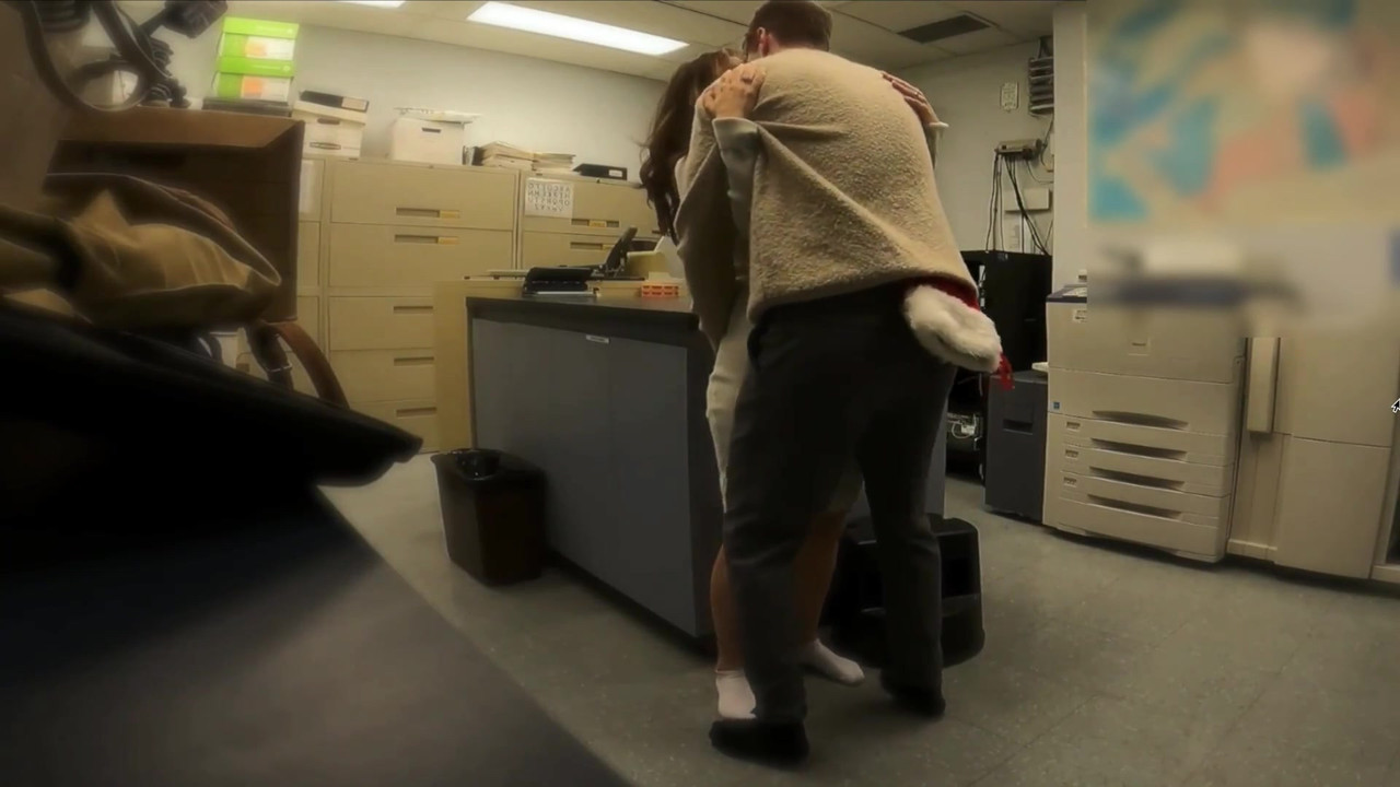 CAUGHT boss fucking secretary in copy room at office Christmas party