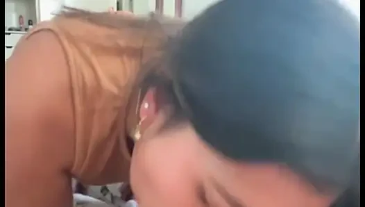 Deep blowjob, rich woman eating a cock