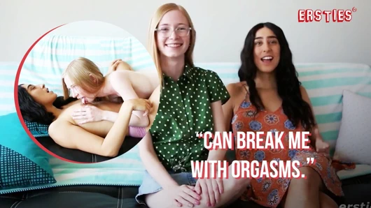 Ersties - koyu saçlı güzellik minyon kızıl saçlıyı lezbiyen eğlencesi için davet ediyor