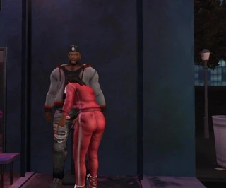 Harrison, spor barının arkasındaki hayrandan bj alıyor