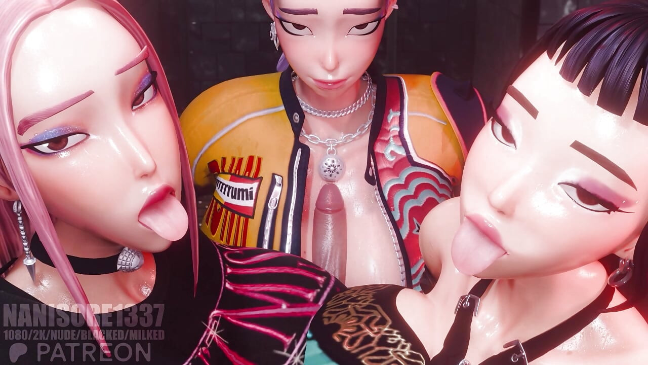 Rumi mira zoey huntrix üçlü memeyle muamele 3d