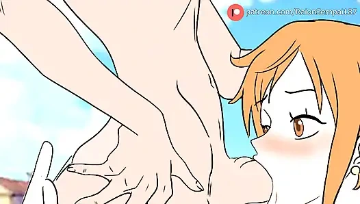 Nami Devouring Nico Robin's Cock