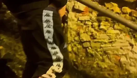 Amateur Boy Catches His Friend Pissing in the Street and Touches His Cock