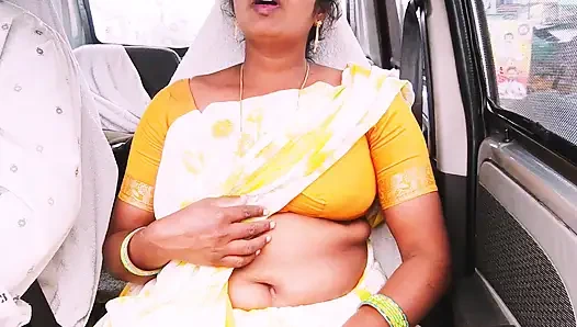 Hintli araba seksi. Ev hizmetçisi ev sahibiyle sikişmeye çalışıyor. Telugu edepsizce konuşuyor.