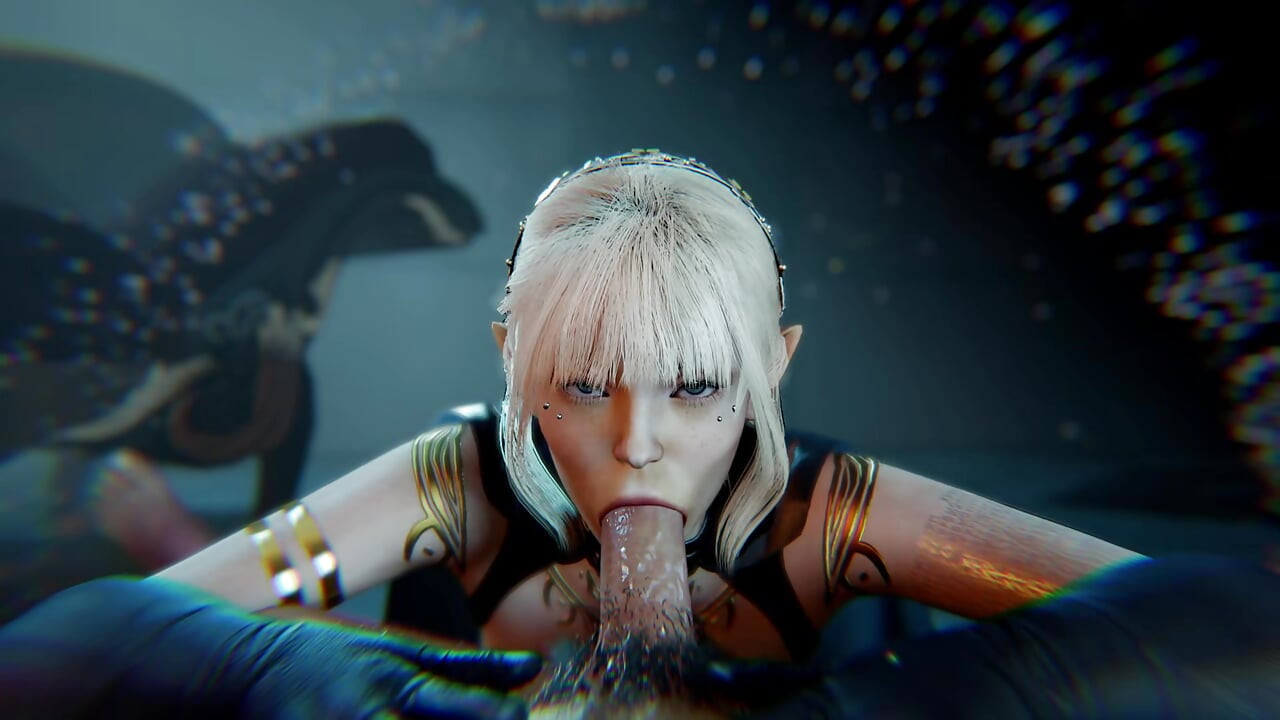 A Slutty White Haired Elf giving a Mesmerizing Blow Job