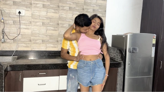 After Mom and Dad went out, the girl called her boyfriend at home.