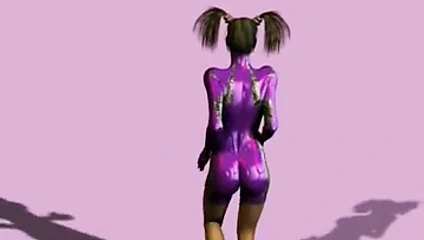 Büyük memeli ve saç örgüsü alay ile Cybergirl