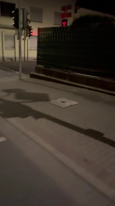 Паренек показывает хвост и идет через улицу