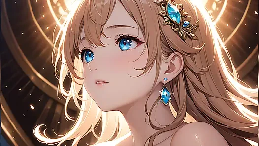 Ethereal ascent: gök ışığına sarılı güzel genç bir kadın