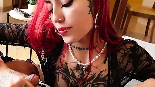 I fulfill my boyfriend's best friend's dream of fucking a goth girl like me, he loves how I suck her