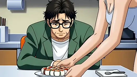 Gavatların hikayesi. Tatlı evli kadın büyük siyah yarakla aldatıyor. Hentai. Karikatür