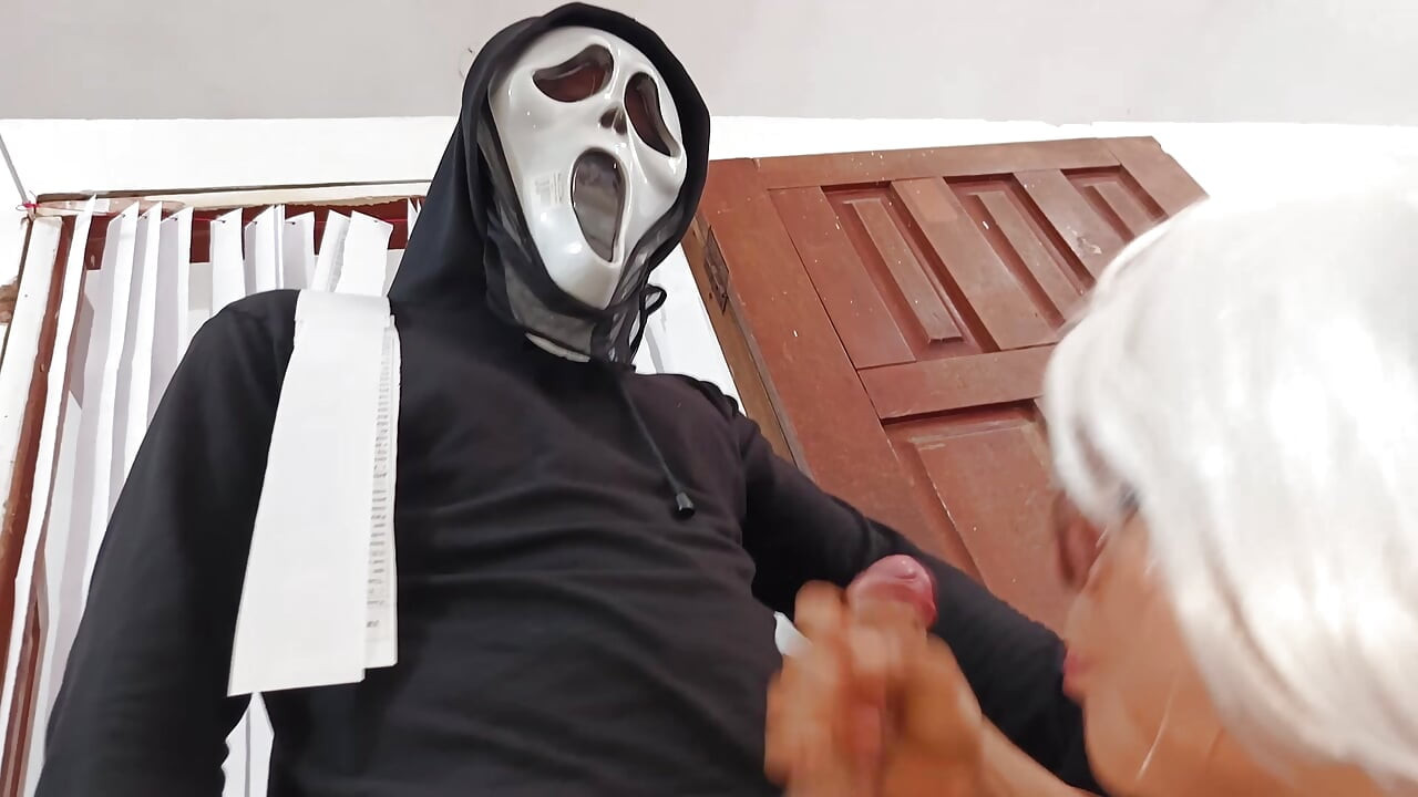 sexual scary movie. 50-year-old woman is fucked by a stranger on Halloween