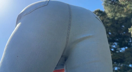 Tight jeans public teasing