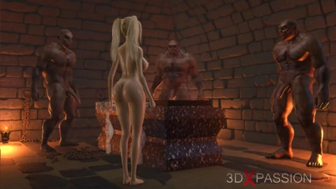 Tatlı kız öğrenci zindanda acımasız orklar tarafından gangbanged alır