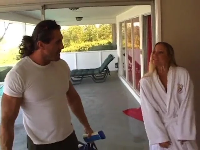 Fit hunk gives blonde babe a massage then she sucks his tool